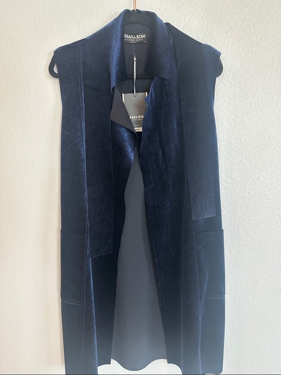 Other - Chiara Boni Velvet Sleeveless Duster in Navy